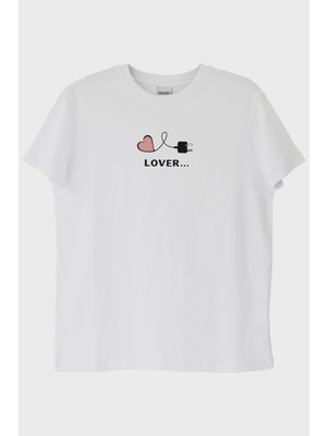 Lofux Lover Temalı Beyaz Tişört