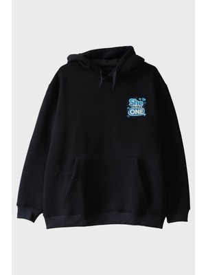 Lofux She Is The One Siyah Hoodie
