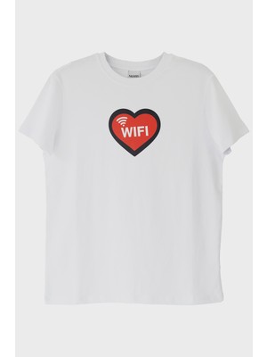 Lofux Kalpli Wifi Beyaz Tişört