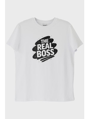 Lofux The Real Boss Beyaz Tişört