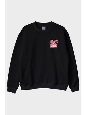 Lofux He Is The One Siyah Bisiklet Yaka Sweatshirt