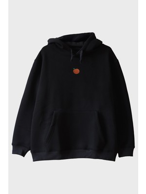 Lofux Şeftali Desenli Nakış Hoodie