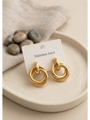 Evimdeyokyok 316L Çelik Gold Renk Halka Model Küpe TJ-BKP12023
