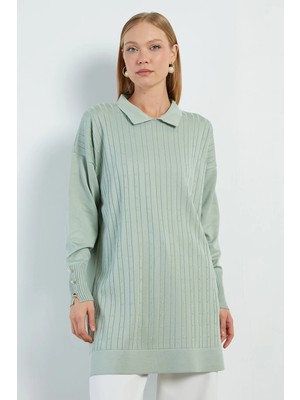 FullaModa Fullamodest Jakarlı Polo Yaka Tunik