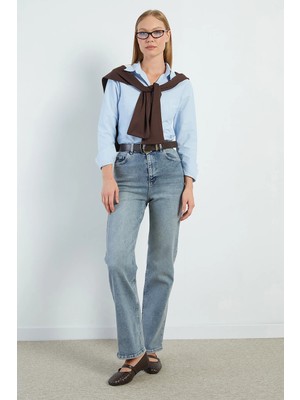 FullaModa Fermuarlı Straight Fit Jean