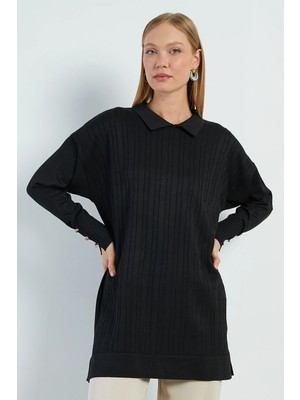 FullaModa Fullamodest Jakarlı Polo Yaka Tunik