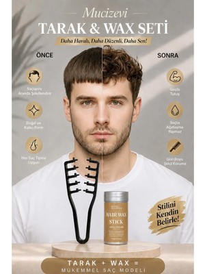 Invictus Design Siyah Dalgalı Bukle Saç Şekillendirici Mucizevi Tarak ve Saç Wax 2'li Set