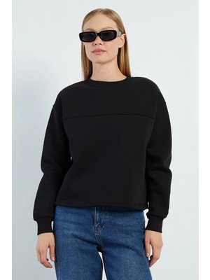 FullaModa 3 Iplik Stoperli Oversize Sweatshirt