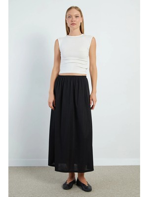 FullaModa Beli Lastikli Maxi Boy Astar Etek