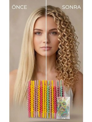Invictus Design Kadın Isısız Saç Şekillendirme Afro Sert Spiral Çubuk Bukle Seti Perma Lastik Toka Hediyeli