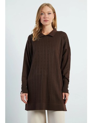 FullaModa Fullamodest Jakarlı Polo Yaka Tunik