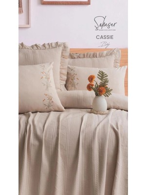Şaheser Home Collection Yatak Örtüsü Çift Kişilik Cassie Bej