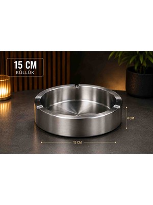 Decovio Büyük Boy Lüks Çelik Küllük 15 cm 1 Adet