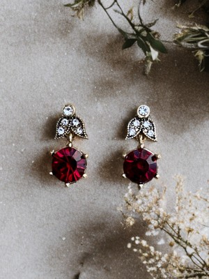 Fayra Accessories Zirkon Taşlı Tek Taş Pimli Küpe