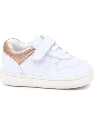 Ortopedikalrakerplus R840-BENBA.18 % 100 Bob Beyaz Nubuk Bakır Cırtlı Bebek Sneaker Ayakkabı