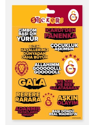 Galatasaray Sticker Seti Sarı Slogan - Lisanslı Orijinal