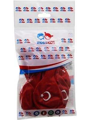 Popüler Sepet Türk Bayrağı Desenli Balon - 10'lu Paket