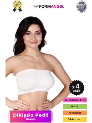 Form Angel #bandeo Seamless Toparlayıcı Kadın Basic Örme Dikişsiz Pedli Bandeo Büstiyer - 4 Adet