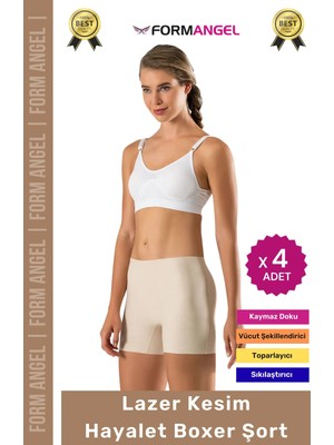 Form Angel #korse Toparlayıcı Vücut Şekillendirici Kaymaz Dikişsiz Iz Göstermez Lazer Kesim Boxer Şort - 4 Adet