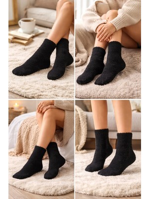 Emre Socks 1 Çift Kadın Peluş Patik Çorap Siyah – Yumuşak, Şık Görünümlü ve Sıcak Tutan