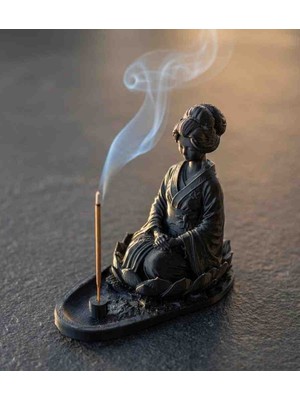 Minelly Meditasyon Yapan Kadın Figürlü Tütsülük | Lotus Dekoratif Tütsü Tutucu | Zen Yoga Ev Dekoru