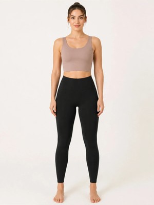 Armağanika Kadın Düz Kalın Askılı Destekli Crop Sporcu Büstiyeri Esnek Günlük Fitness Üst