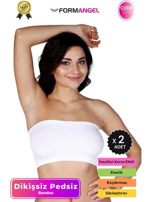 Form Angel #bandeo Seamless Toparlayıcı Kadın Basic Örme Dikişsiz Pedsiz Bandeo Büstiyer - 2 Adet