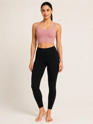 Armağanika Kadın Düz Kalın Askılı Destekli Crop Sporcu Büstiyeri Esnek Günlük Fitness Üst