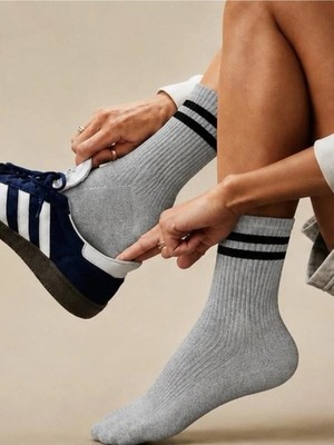 Eser Çorap 6 Çift Unisex Pamuklu Sporcu Çorabı Standart Beden Gri – Günlük ve Spor Kullanım