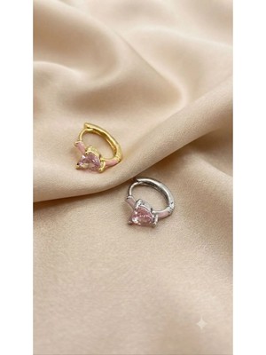 Blush Heart - Zirkon Taşlı Halka Piercing Cerrahi Çelik Piercing