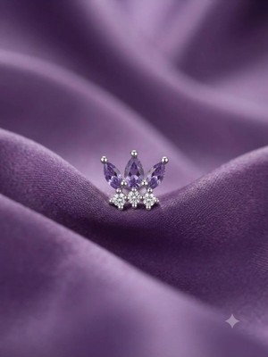 Tiara - Zirkon Taşlı Tragus Helix Lobe Conch Rook Cerrahi Çelik Piercing
