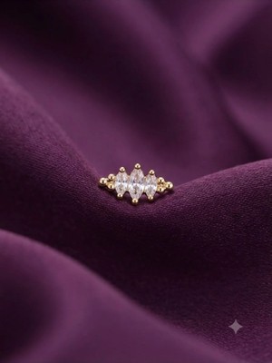 Aveline - Zirkon Taşlı Tragus Helix Lobe Conch Rook Cerrahi Çelik Piercing