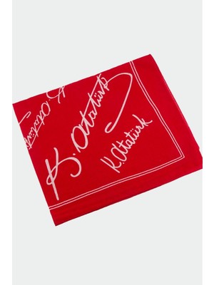 Zero Land Aconcept Atatürk Imzalı Desenli Bandana 50X50 Kırmızı