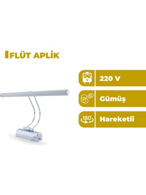 Zeyrise 6W Krom Resim Aplik 3200K Sarı Işık