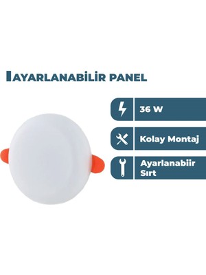 Zeyrise 36W Slim Ayarlanabilir Panel 3200K Sarı Işık