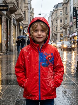 Rc Crispy Spider-Man Ön Arka Baskılı Erkek Çocuk Yağmurluk