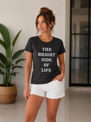 Mixxtrend Kadın Pamuklu Motto Yazılı T-Shirt