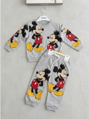 Omeca Concept Mickey Mouse Baskılı Gri Erkek Çocuk 2’li Eşofman Takımı