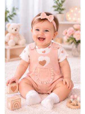 Maxi İdol Yazlık Kız Bebek T-Shirt Tulum ve Çorap 3'lü Set – %100 Pamuklu Rahat Bebek Giyim