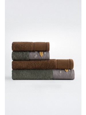 Ecocotton Farah Yeşil/kahverengi %100 Organik Pamuk Hamam Seti
