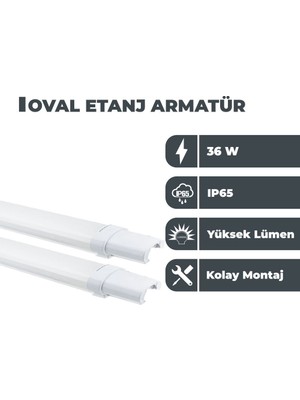Zeyrise 36W Oval Etanj Armatür 6500K Beyaz Işık