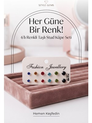 Glonar 6 Lı Renkli Küpe