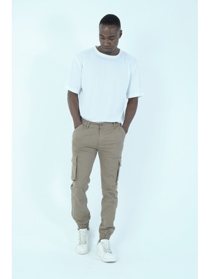 twentyfive25 Erkek Kargo Cepli Lastik Paça Gabardin Jogger Pantolon