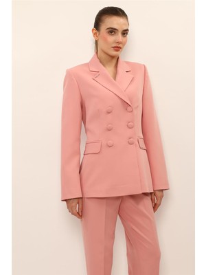 Önder Özsoy Düğmeli Klasik Blazer Bayan Ceket-Pudra - 1181100