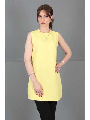 Önder Özsoy Sıfır Yaka Kolsuz Bluz-Sarı - 3001100