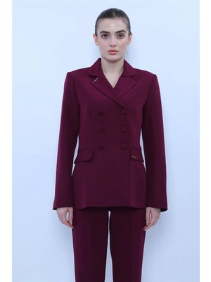 Önder Özsoy Düğmeli Klasik Blazer Bayan Ceket-Mürdüm - 1181100