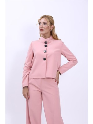 Önder Özsoy Boydan Düğmeli Mini Ceket-Pudra - 1010100