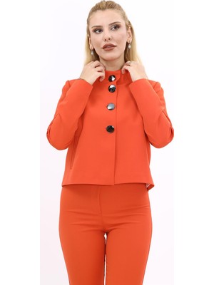 Önder Özsoy Boydan Düğmeli Mini Ceket-Turuncu - 1010100