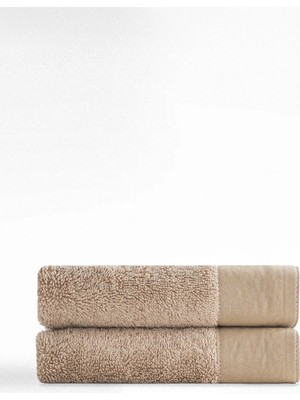 Ecocotton Pure Cotton Bej Bez Bordürlü %100 Organik Pamuk 2'li El Havlusu Seti - 30*50 cm