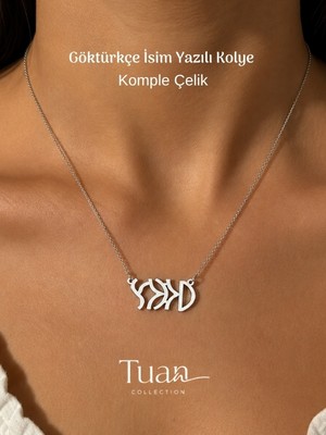 Tuan Collection Göktürkçe Isim Kolye Kişiye Özel Isim Kolye Kişiselleştirilebilir Komple Çelik Paslanmaz Çelik